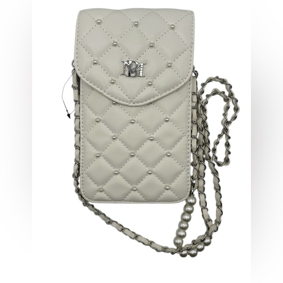 Badgley‎ Mischka Cream Quilted Leather Crossbody Bag with Chain Strap - Picture 1 of 2